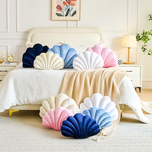 Lfsaaj Cream Seashell Throw Pillows, Shell Shaped Throw Pillows, 13 Inch Soft - Image 6