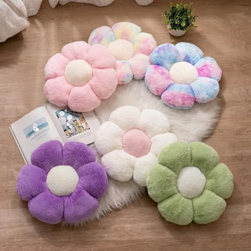 2 Pcs Flower Floor Pillow, Daisy Flower Shaped Pillows Set, Cute Preppy Room - Image 2