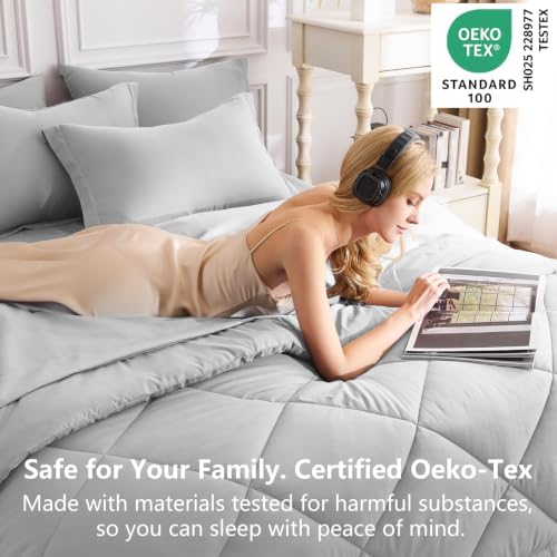 CozyLux Twin XL Comforter Set 68"x88" Light Grey - Image 3