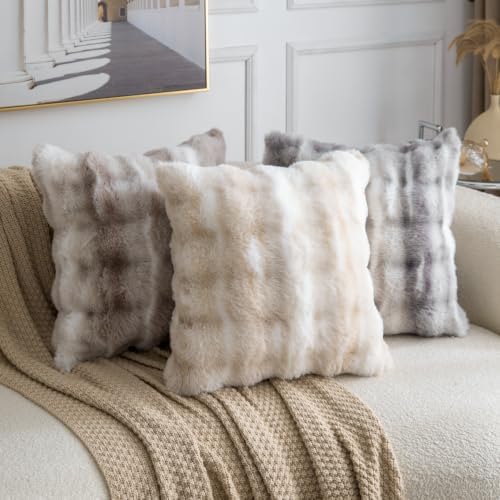 MADIZZ Pack of 2 Thick Plush Faux Wool Throw Pillow Covers Soft Boho Throw - Image 5