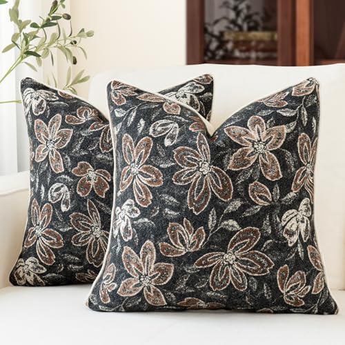 MATTINS Vintage Floral Patterned Throw Pillow Covers 20x20 by MATTINS