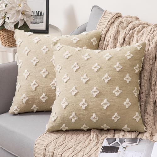 MIULEE Set of 2 Decorative Throw Pillow Covers Rhombic Jacquard Pillowcase Eruo by MIULEE