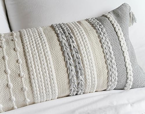 BlissBlush Gray Decorative Lumbar Pillow Cover 14x36, Farmhouse Lumbar Throw - Image 5
