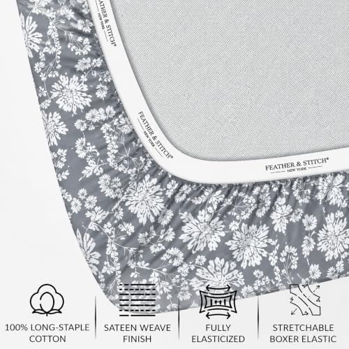 Feather & Stitch 100% Cotton Sateen 500 TC Split King Size Bed Sheet Set - Image 3