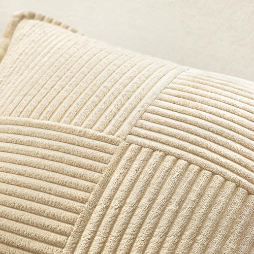 MIULEE Cream Corduroy Decorative Euro Sham Pillow Covers 24x24 Inch - Image 5