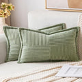 MIULEE Decorative Lumbar Throw Pillow Covers 12x20 Inch Sage Green 2 Pack by MIULEE