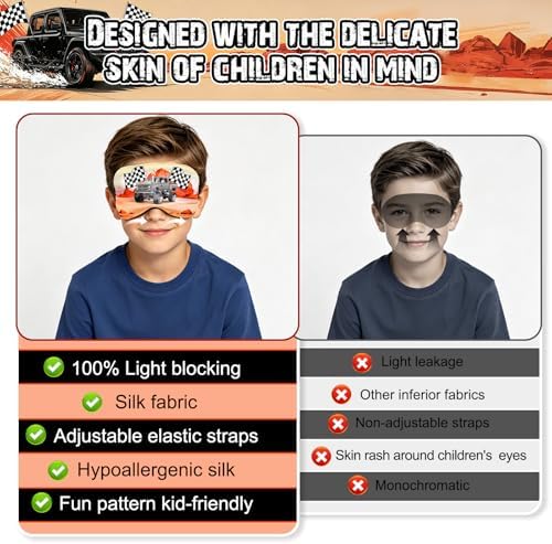 FrgKbTm 2 Pcs Sleep Mask for Kids Boys, Silk Eye Covers for Sleeping, - Image 5