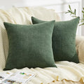 GAWAMAY Dark Green Chenille Throw Pillow Covers 18x18 Set of 2 by GAWAMAY