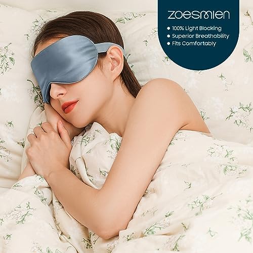 Sleep Mask 100% Mulberry Silk, Misty Blue - Image 5