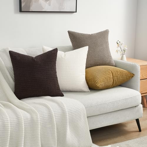 Topfinel Pack of 4 Gold Brown Throw Pillow Covers 18x18 Inch - Image 2