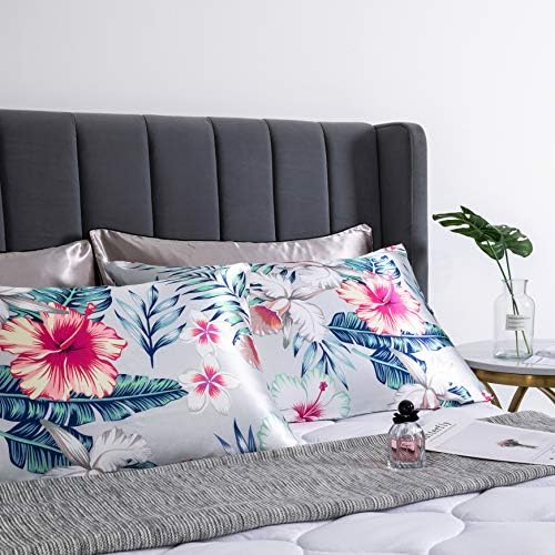 Floral Printed Satin Pillowcase, Standard Cooling Pillow Case Set of 2 - Image 7