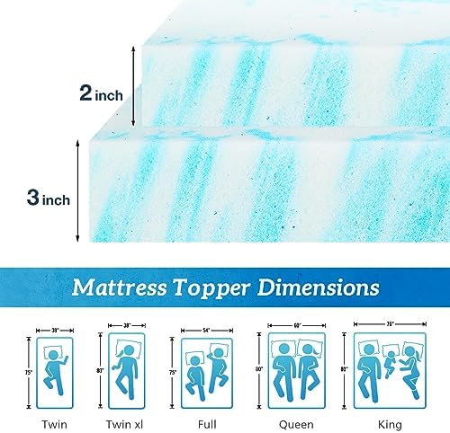Sweetcrispy Full 2 Inch Memory Foam Cooling Gel Infused Mattress Topper - Image 3