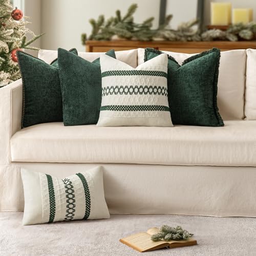 MIULEE Decorative Couch Throw Pillow Covers 20x20 Inch Dark Green 2 Pack - Image 6