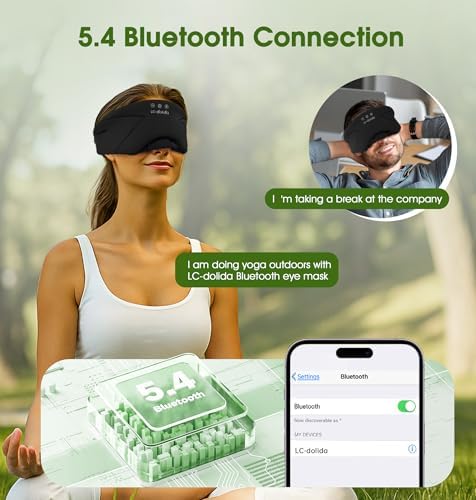 Sleep Mask with Headphones Bluetooth 5.4, LC-dolida Soft Bamboo Cotton Wireless - Image 4