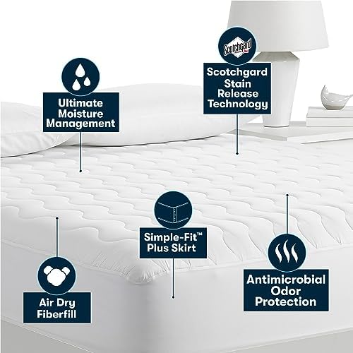 Serta Air Dry Basic Comfort Performance Fabric Quilted Mattress Pad, Cooling - Image 4