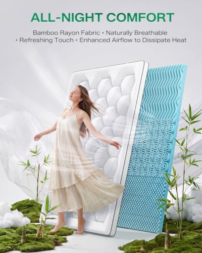Dual Layer 4 Inch King Size Mattress Topper, Memory Foam Mattress Topper - Image 2