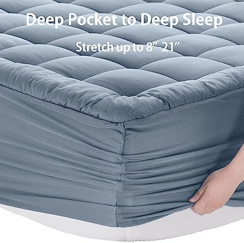 EASELAND King Size Mattress Pad Pillow Top Mattress Topper Cotton Top - Image 5