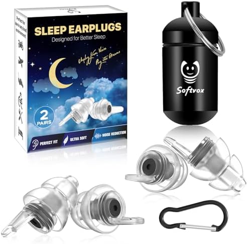 Ear Plugs for Sleeping 2 Pairs, Ultra-Comfy Reusable Small Earplugs for Sleep by Softvox