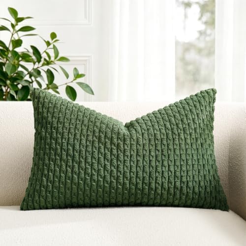 Kevin Textile Soft Corduroy 16"x24" Lumbar Pillow Cover 1 Pack, Moss Green by KevinTextile