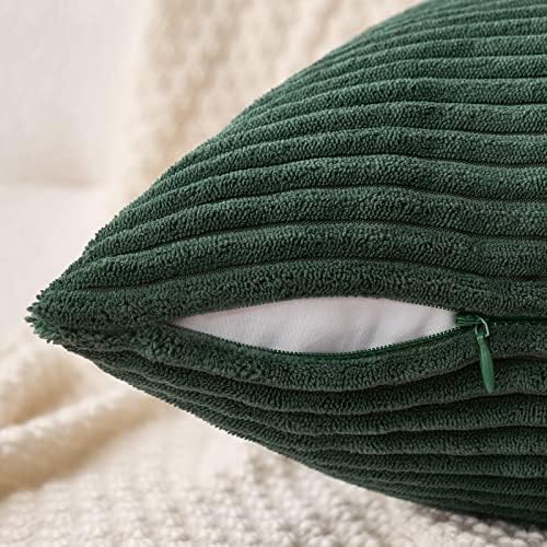 MIULEE Lumbar Corduroy Throw Pillow Covers Set of 2 12x20 Army Green - Image 3
