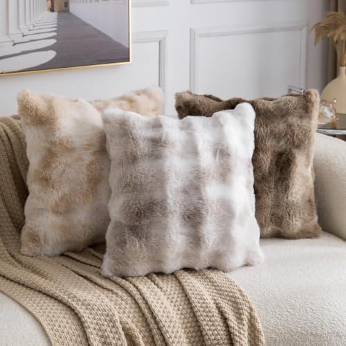 MADIZZ Pack of 2 Thick Plush Faux Wool Throw Pillow Covers Soft Boho Throw - Image 5