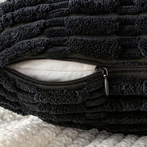 MIULEE Corduroy Decorative Throw Pillow Covers 16x16 Black Pack of 2 - Image 3