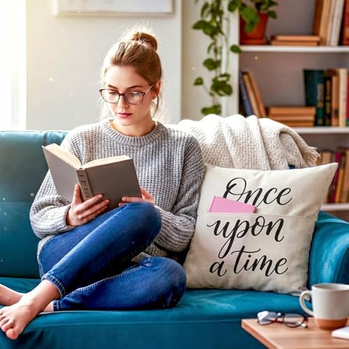 18 x 18 Inch Reading Pocket Pillow Once Upon a Time Pillow Classroom Cozy - Image 2