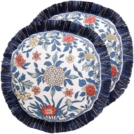 patdrea Vintage Linen Throw Pillow Cover, Diameter 16" by patdrea
