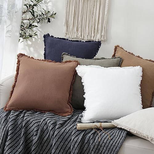 Foindtower Decorative Linen Fringe Lumbar Throw Pillow Covers 12×24 Rust - Image 6