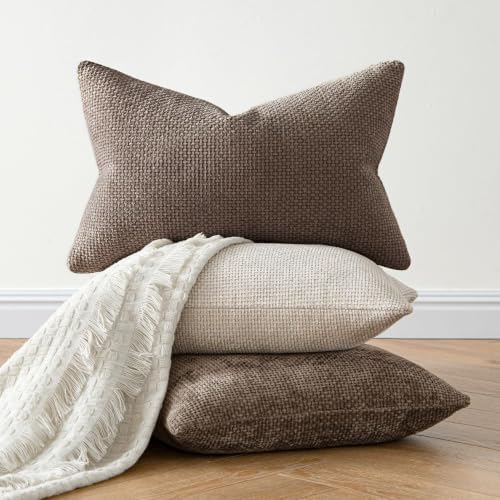 MIULEE Dercorative Lumbar Throw Pillow Covers 12x20 Inch Brown 2 Pack - Image 5