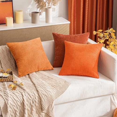 MIULEE Soft Chenille Fall Lumbar Throw Pillow Covers Orange 12x20 Inch - Image 3