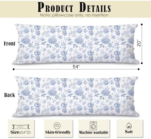Blue Ribbon Bow 20x54 Body Pillow Cover, Preppy Coquette Room Dorm Decor - Image 2