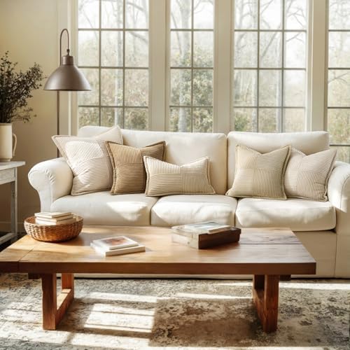 MIULEE Decorative Lumbar Throw Pillow Covers 12x20 Inch Cream 2 Pack - Image 2