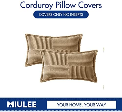 MIULEE Decorative Lumbar Throw Pillow Covers 12x20 Inch Khaki 2 Pack - Image 6