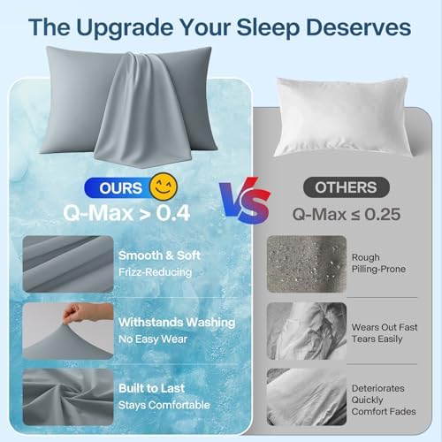 Luxury Cooling Pillowcases Queen Size 2 Pack, Q-Max>0.4 Cool Touch - Image 5
