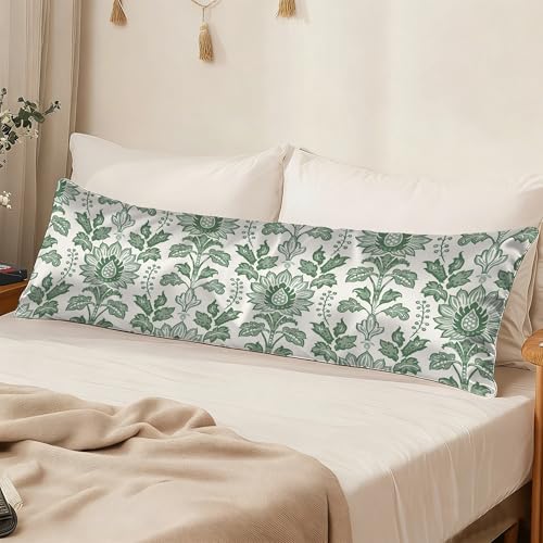 Green Body Pillow Cover, Mystical Floral Body Pillow - Image 3