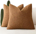 Foindtower Decorative Textured Boucle Throw Pillow Covers 26x26 Hazel Brown by Foindtower