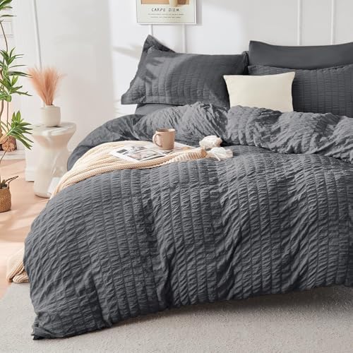 HYMOKEGE 7 Piece King Size Comforter Set Seersucker, All Season Luxury Bed in a - Image 2