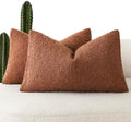 Foindtower Cozy Textured Boucle Lumbar Throw Pillow Covers 12x20 Red Taupe by Foindtower