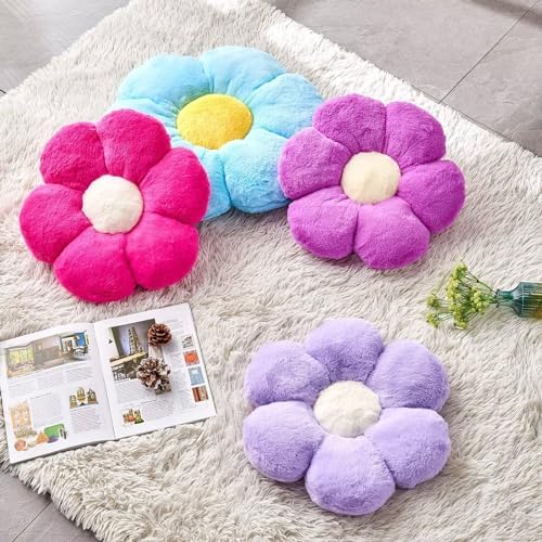 Kcvvcr Hot Pink Flower Pillow, Cute Decorative Flower Shaped Throw Pillow - Image 3