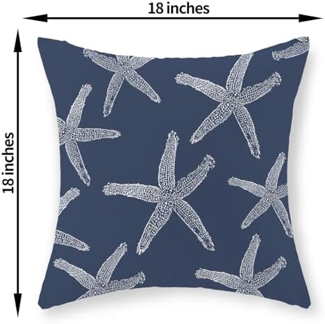 Navy Blue Starfish Pillow Covers 18x18 Inch Set of 2 Coastal Throw Pillows - Image 6
