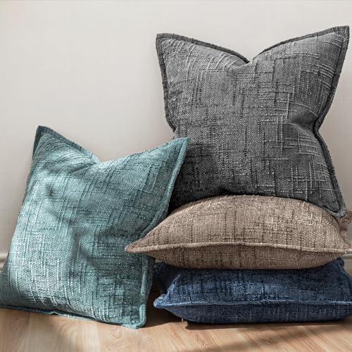 MIULEE Slubby Textured Decorative Throw Pillow Covers Dark Grey 20x20 - Image 3