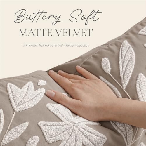 BlissBlush Decorative Lumbar Pillow Cover 12x20, Light Taupe Accent Velvet - Image 4