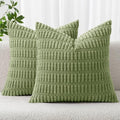 MIULEE Corduroy Decorative Throw Pillow Covers 20x20 Sage Green Pack of 2 by MIULEE