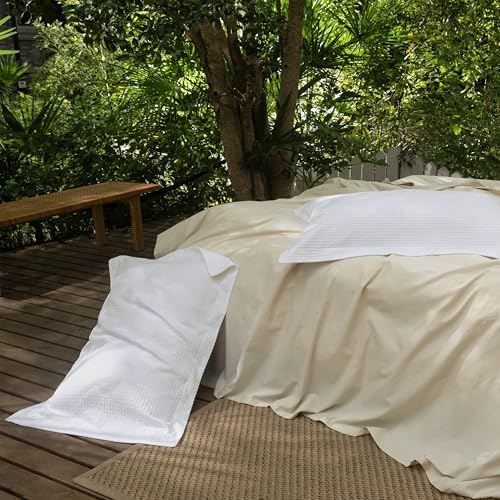 CHUFFED 100% Cotton Waffle Weave Pillowcases 2 Pack King Size, 20x36 Inches - Image 6