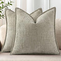 decorUhome Chenille Throw Pillow Covers 18x18 Set of 2, Light Brown by decorUhome