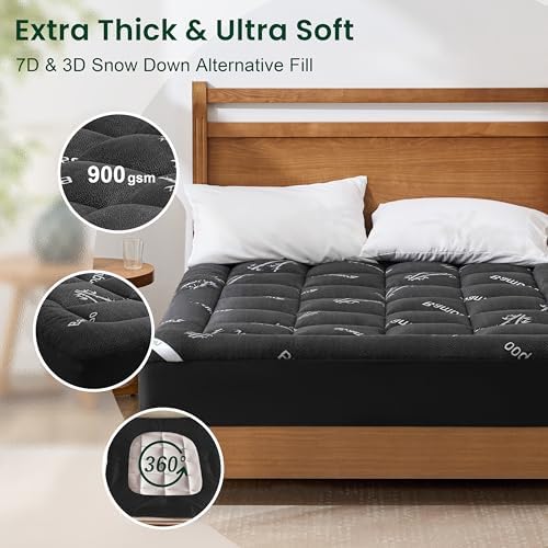 Love's cabin King Mattress Topper Viscose Derived from Bamboo, Thick Pillow Top - Image 2