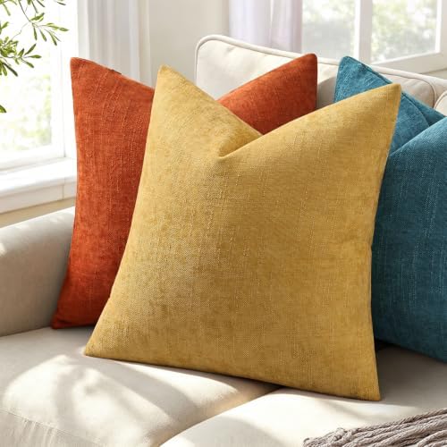 decorUhome Chenille Fall Throw Pillow Covers 26x26 Set of 2, Burnt Orange - Image 4