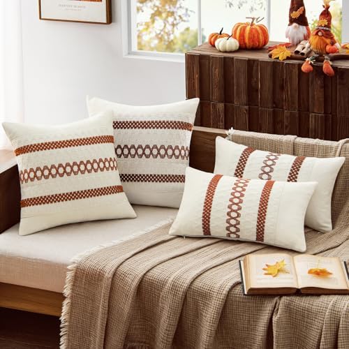 MIULEE Set of 2 Fall Burnt Orange Decorative Pillow Covers 20x20 - Image 2