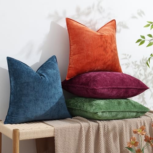 decorUhome Chenille Rhododendron Throw Pillow Covers 22x22 Set of 2 - Image 4